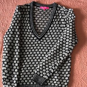 Lilly Pulitzer Black and Cream V-Neck Sweater